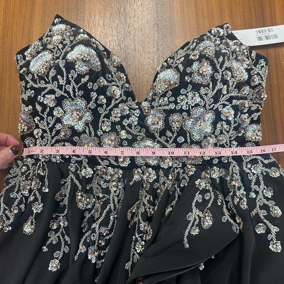 Jovani Black Strapless High Slit Evening Gown 23937, $1500 msrp, SIZE 16 NWT - Picture 8 of 13